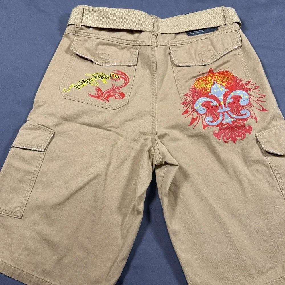 Men's Red Ape Cargo Khaki Shorts With‎ Belt Baggy Fit Size 36